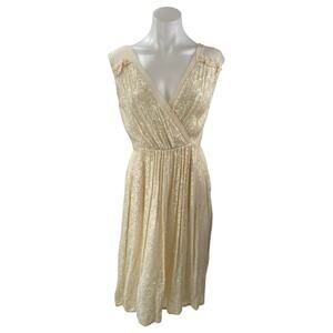 NEW French Connection Riviera Mist Cream Sequin Sleeveless A-line Midi Dress 0